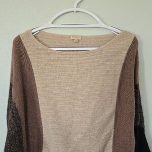 Cremieux | Tan And Brown Rabbit Hair Boat Neck Sweater Size Large